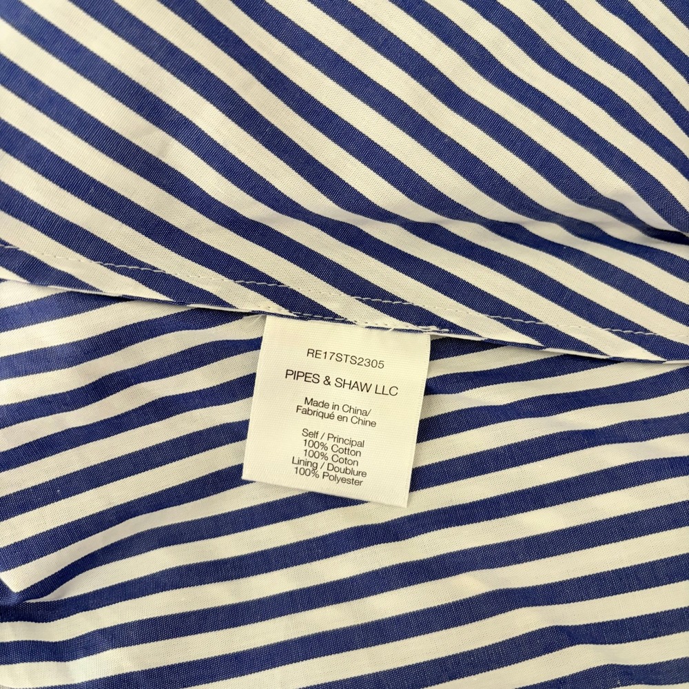 VERONICA BEARD Bell Bottom Ruched Seersucker Shirt Dress Shirtdress Preppy 0 - Picture 14 of 16